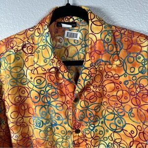 Fann Expressions Multicolor Men‎ S Short Sleeve Cotton Blend Shirt Circle Print